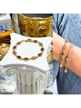 🆕 CRYSTAL HAZE 🧿 NWT Rainbow Evil Eye Bracelet